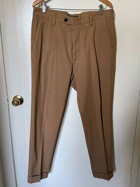 Todd Snyder Chino Khaki Pleated Trousers Pants 33